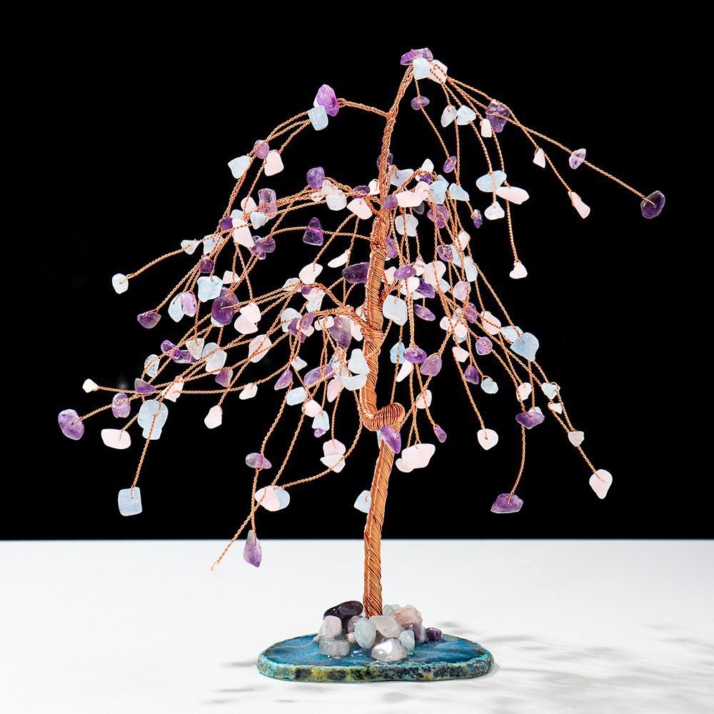 Willow Tree Agate Slice Chips Gem Trees GEMROCKY-Decoration-Amethyst+Aquamarine-