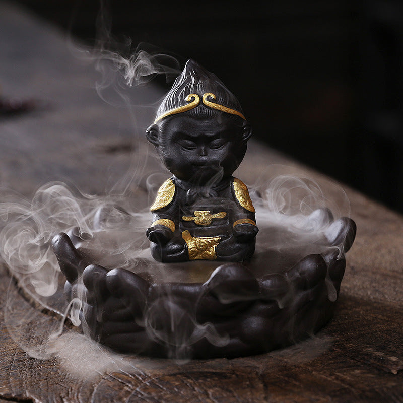 Windshield Wukong Monkey King Stove Backflow Incense Burner Home Decor Ornaments GEMROCKY-Psychic-