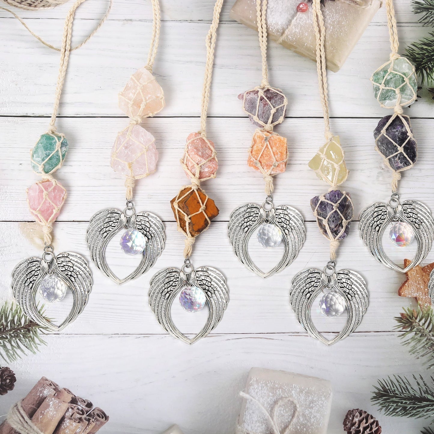 Wire Rough Crystal Wrapping Suncatcher Ornaments GEMROCKY-Decoration-