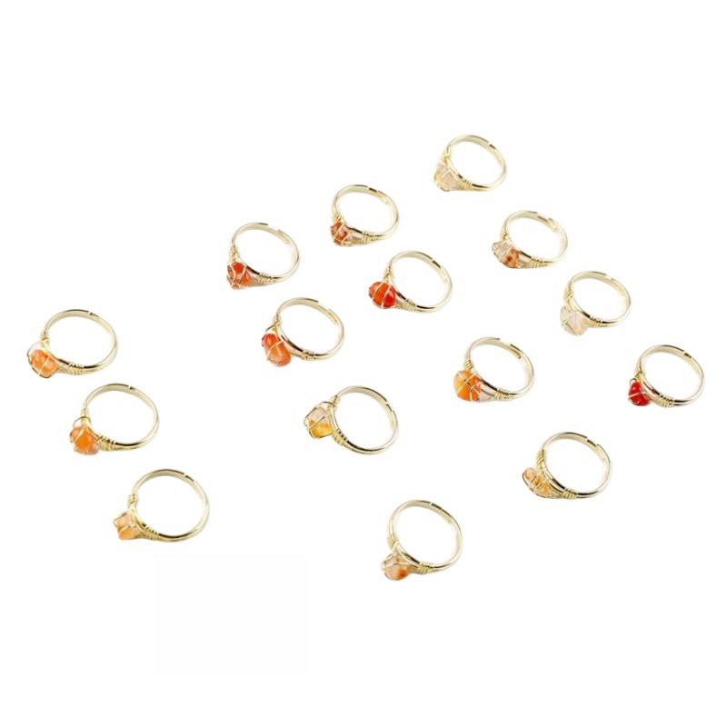 Wire Wrapped Rough Crystal Cooper Rings GEMROCKY-Jewelry-Carnelian-