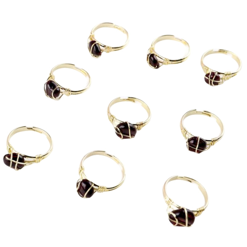 Wire Wrapped Rough Crystal Cooper Rings GEMROCKY-Jewelry-Garnet-