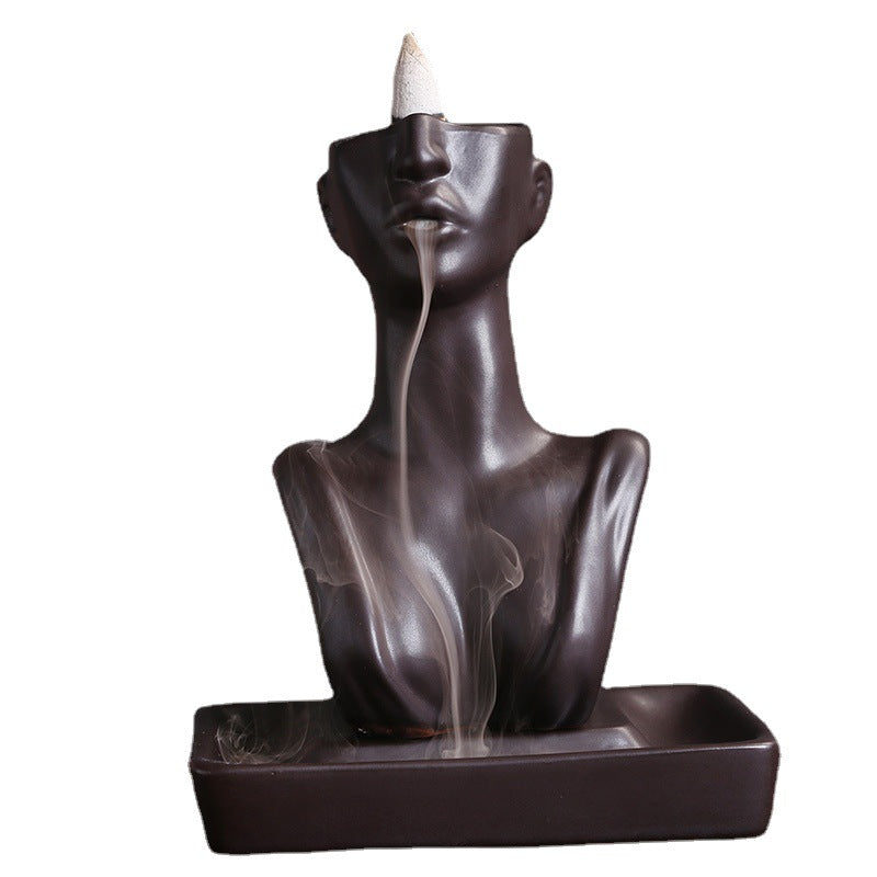 Woman Bust Art Backflow Incense Burner Home Decor Ornaments GEMROCKY-Psychic-