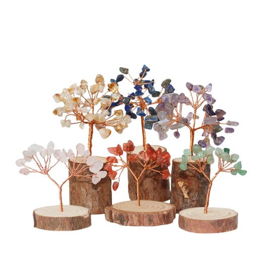 Wooden Base Crystal Chips Wood Slice Gem Trees GEMROCKY-Decoration-