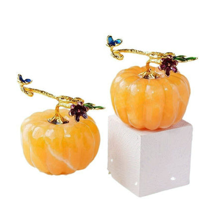 Yellow Calcite Crystal Halloween Pumpkin Festival Decor Ornaments GEMROCKY-