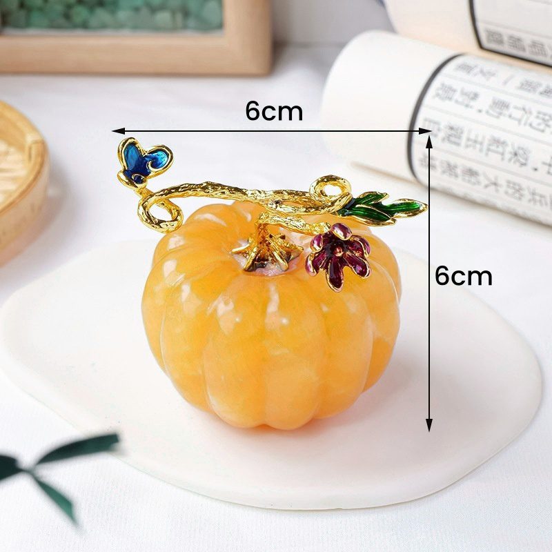 Yellow Calcite Crystal Halloween Pumpkin Festival Decor Ornaments GEMROCKY-