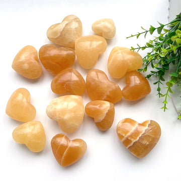 Yellow Calcite Hearts GEMROCKY-Carvings-
