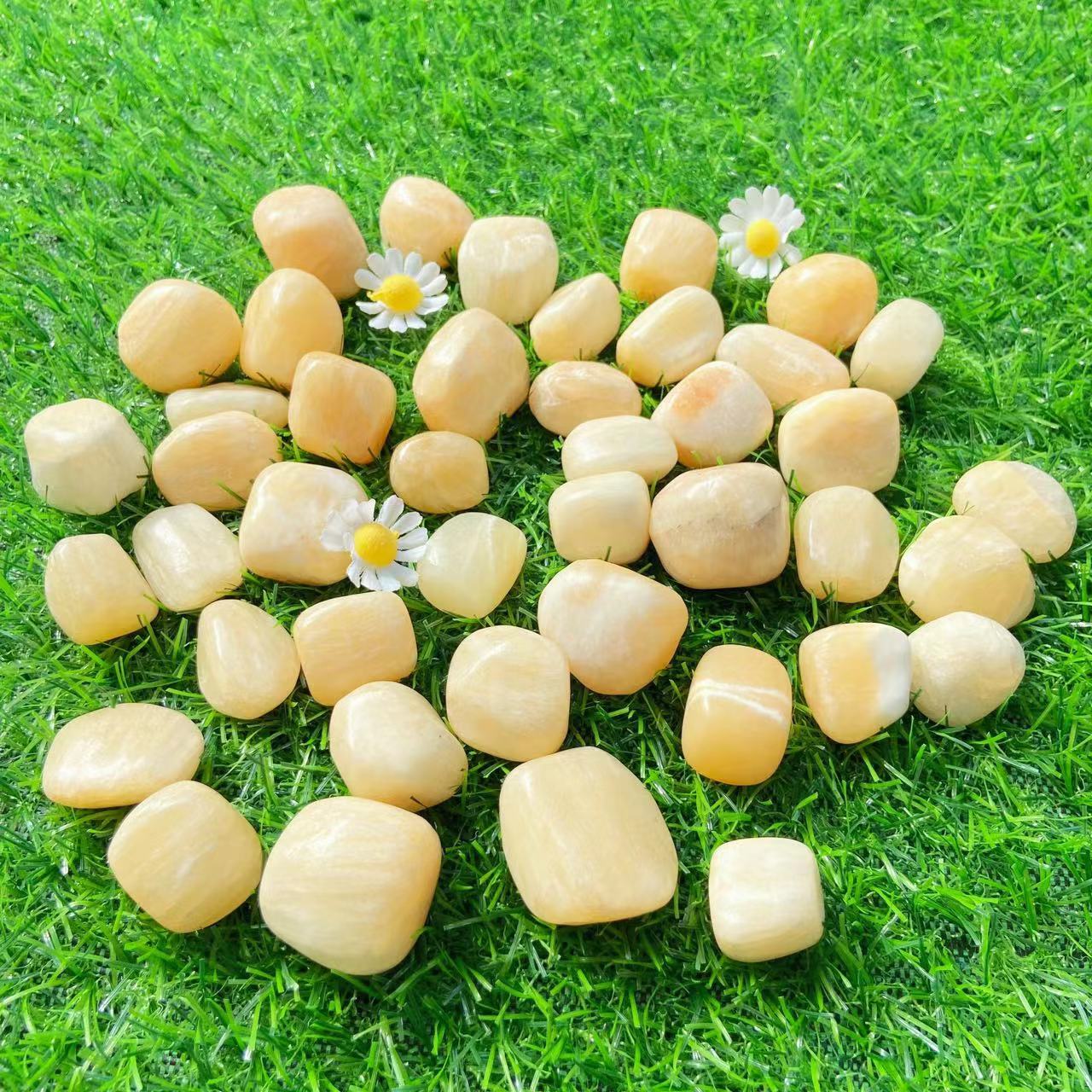 Yellow Calcite Tumble Stones GEMROCKY-Tumbles-