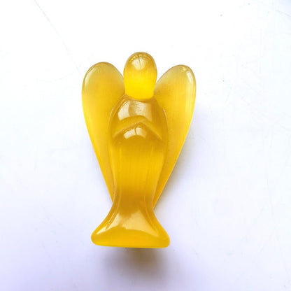 Yellow Cat Eye Stone Angel 3 Inch GEMROCKY-Carvings-