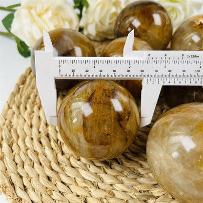 Yellow Fire Quartz Hematoid Spheres GEMROCKY-Spheres-