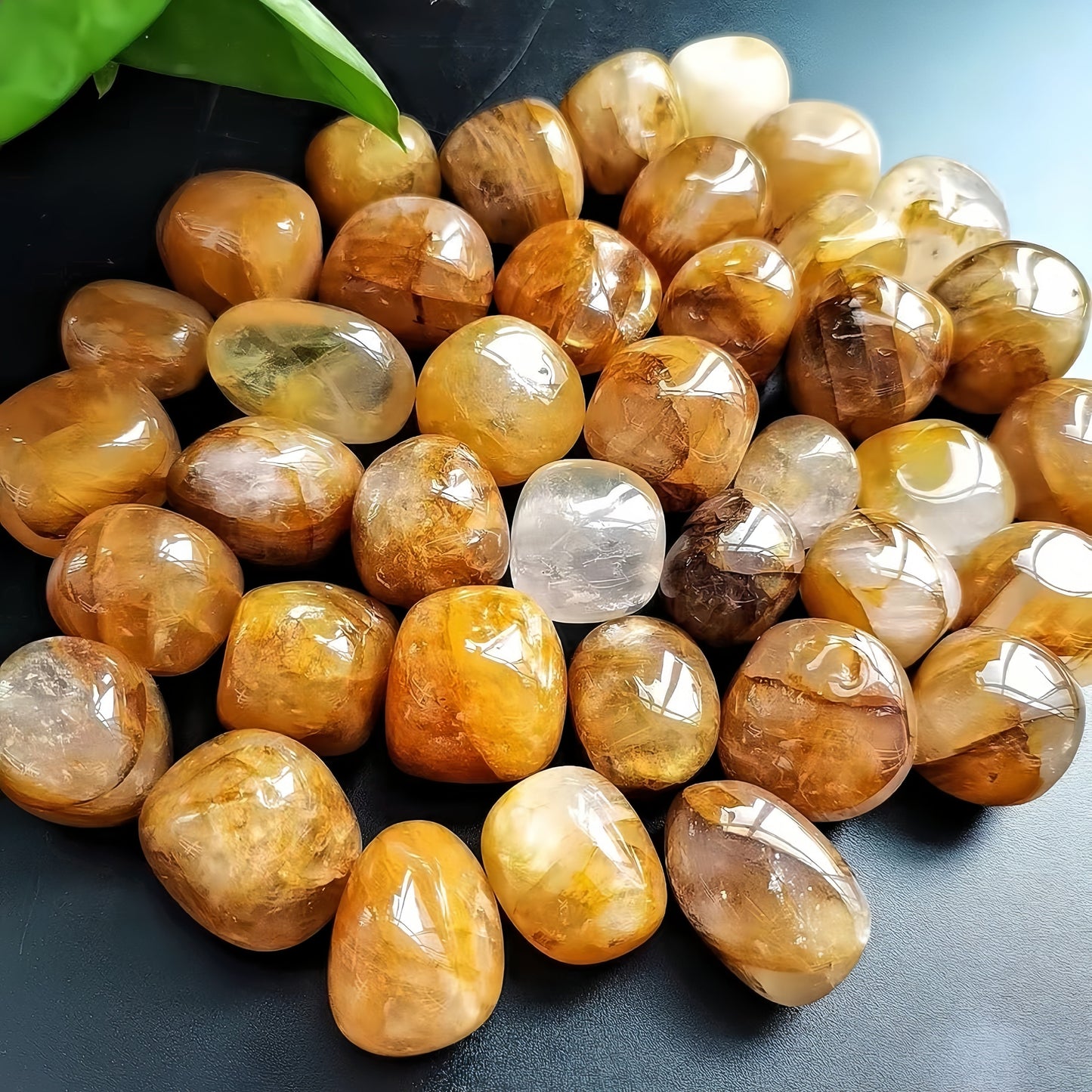 Yellow Fire Quartz Hematoid Tumble Stones GEMROCKY-Tumbles-