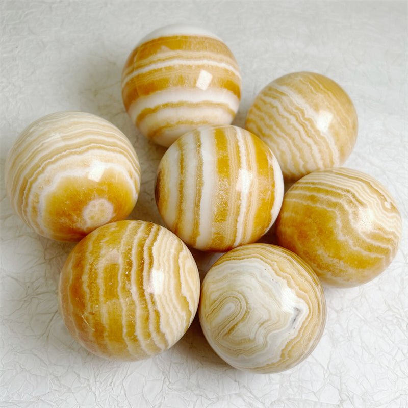 Yellow Honey Calcite Spheres GEMROCKY-Spheres-