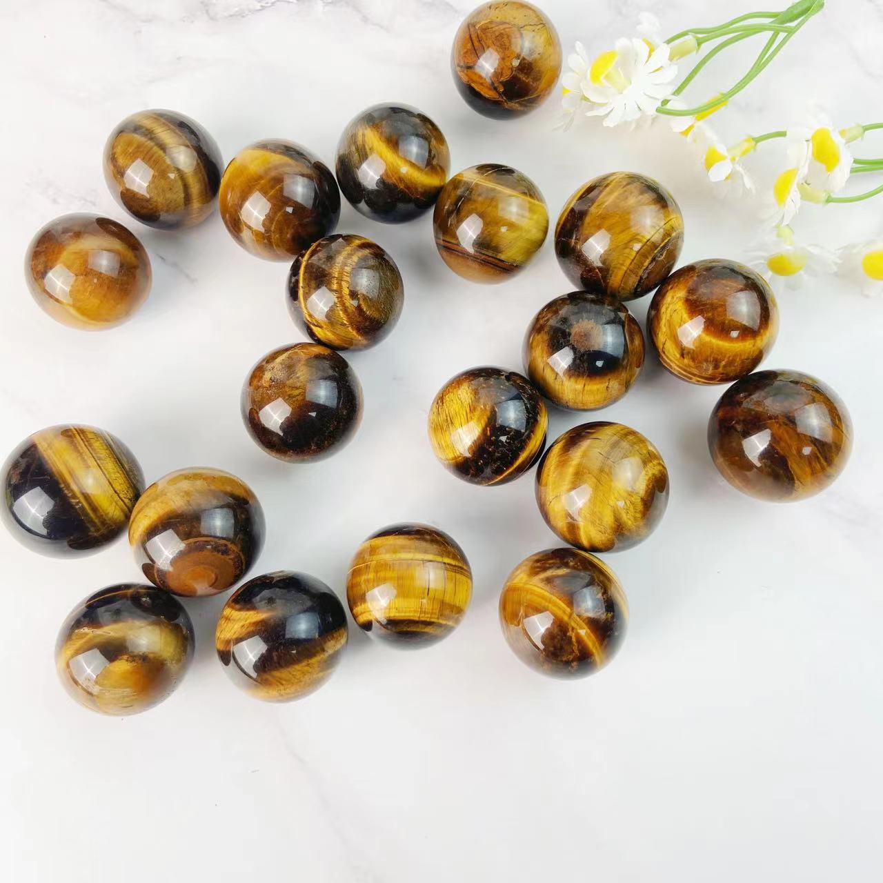 Yellow Tiger Eye Stone Mini Spheres GEMROCKY-Spheres-