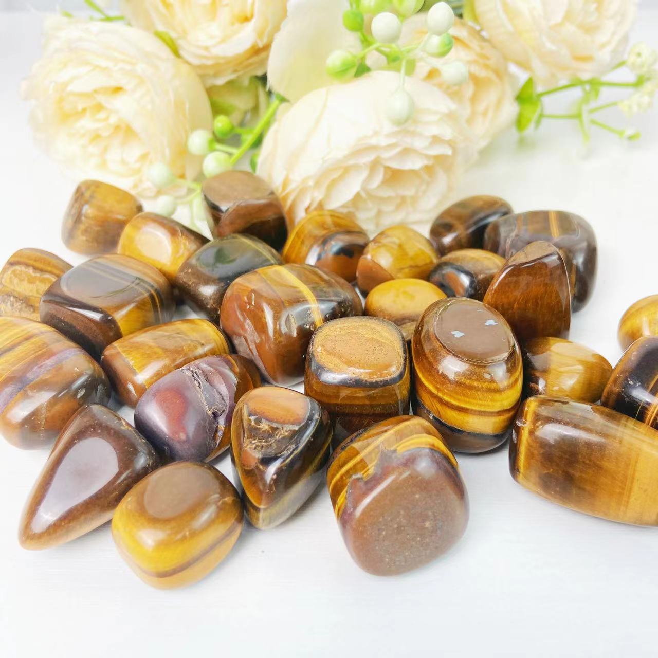 Yellow Tiger Eye Tumble Stones GEMROCKY-Tumbles-