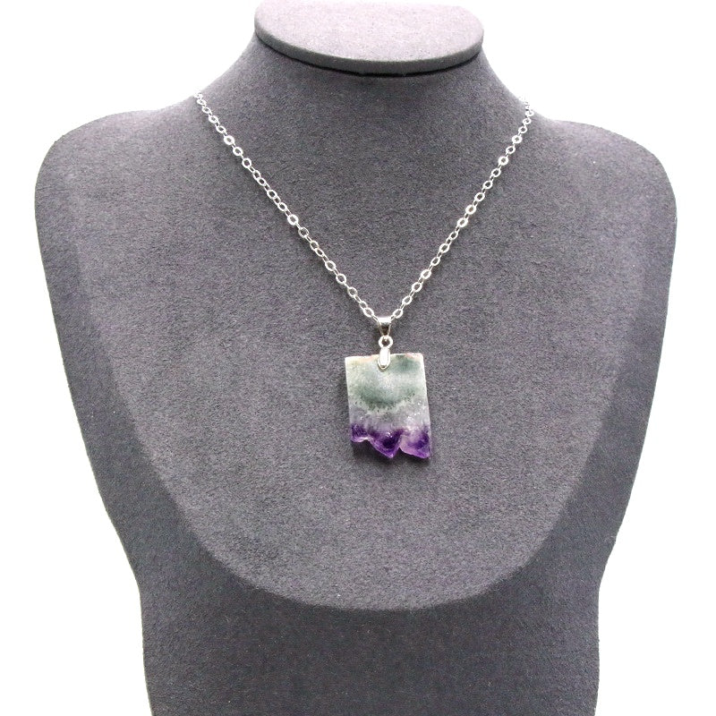 Amethyst Crystal Rough Slice Fashion Pendant Necklaces GEMROCKY-