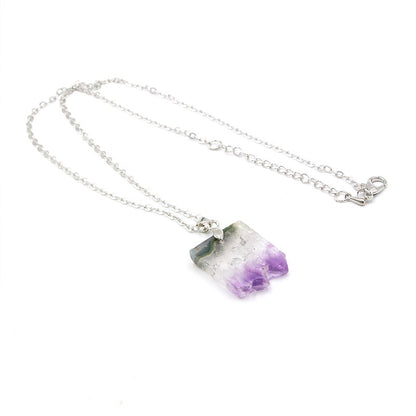 Amethyst Crystal Rough Slice Fashion Pendant Necklaces GEMROCKY-