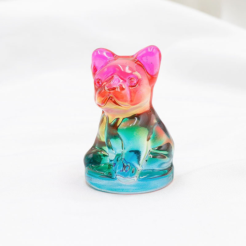 Aura Glass Colorful 5cm French Bulldog Animal Carvings GEMROCKY-1-