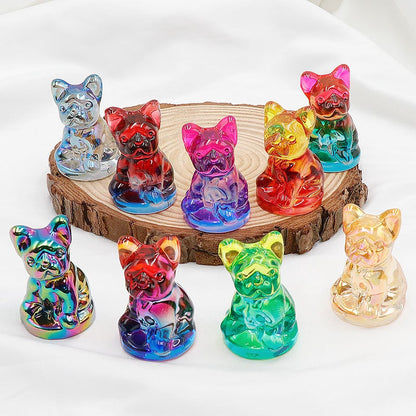 Aura Glass Colorful 5cm French Bulldog Animal Carvings GEMROCKY-1-