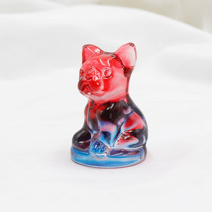 Aura Glass Colorful 5cm French Bulldog Animal Carvings GEMROCKY-3-