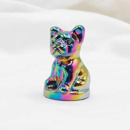 Aura Glass Colorful 5cm French Bulldog Animal Carvings GEMROCKY-6-