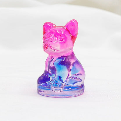 Aura Glass Colorful 5cm French Bulldog Animal Carvings GEMROCKY-7-