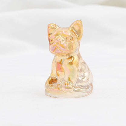 Aura Glass Colorful 5cm French Bulldog Animal Carvings GEMROCKY-8-