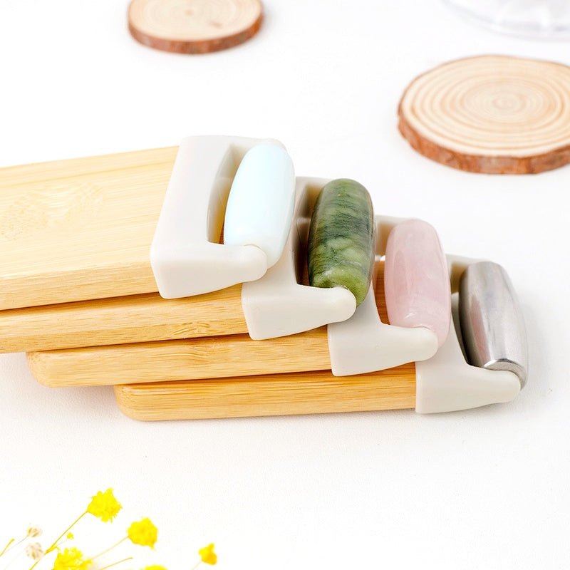 Bamboo Handle Face Massage Rollers Skincare Use GEMROCKY-Jewelry-Opalite-GEMROCKY