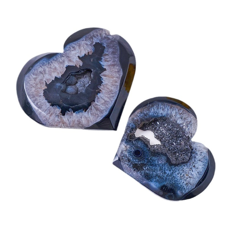 Black Agate Geode Heart Slices Decor Ornaments GEMROCKY-Decoration-6-7cm-GEMROCKY