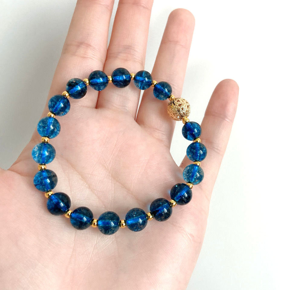 Blue Crack Quartz Hollow Ball 8mm Bead Bracelets GEMROCKY-Jewelry-GEMROCKY