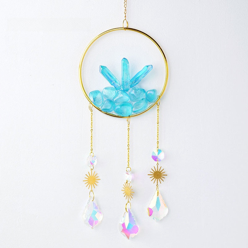 Colorful Aura Crystal Cluster Suncatcher Ornaments GEMROCKY-Decoration-Blue Aura Cluster-GEMROCKY