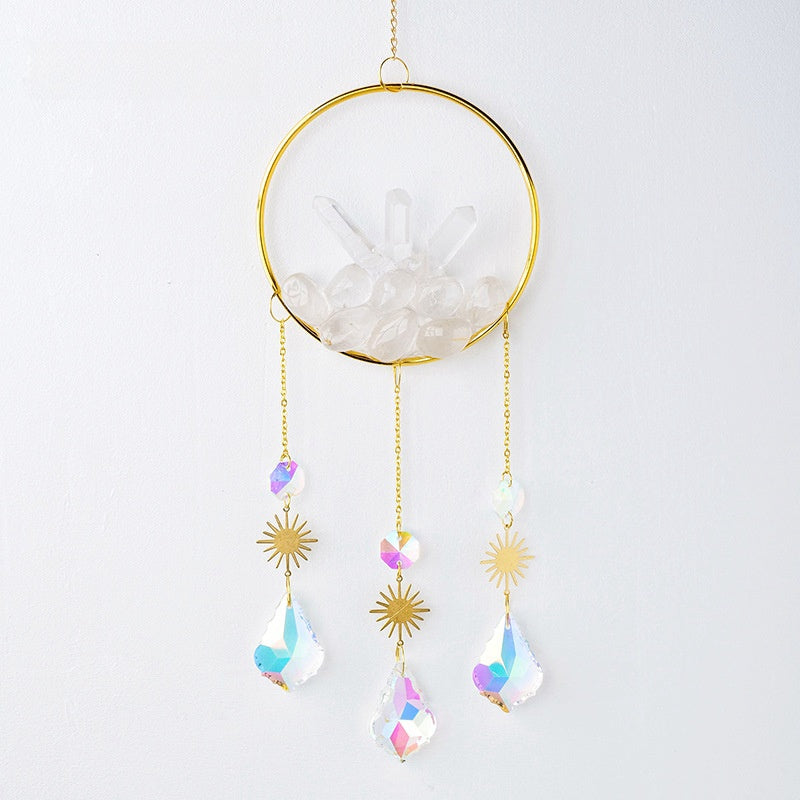 Colorful Aura Crystal Cluster Suncatcher Ornaments GEMROCKY-Decoration-Clear Quartz Aura Cluster-GEMROCKY