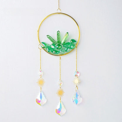 Colorful Aura Crystal Cluster Suncatcher Ornaments GEMROCKY-Decoration-Green Aura Cluster-GEMROCKY