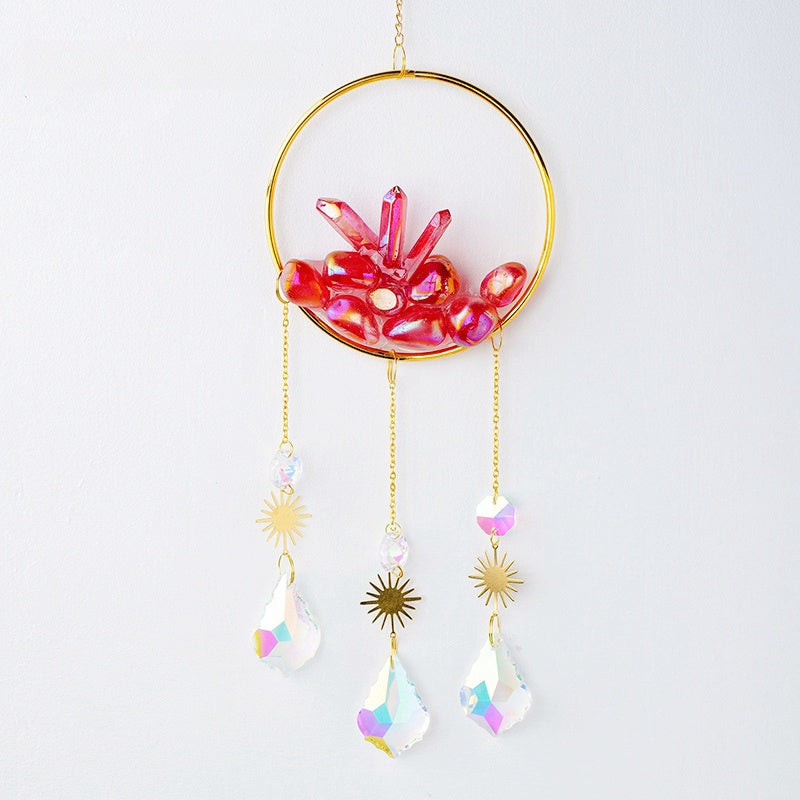 Colorful Aura Crystal Cluster Suncatcher Ornaments GEMROCKY-Decoration-Red Aura Cluster-GEMROCKY