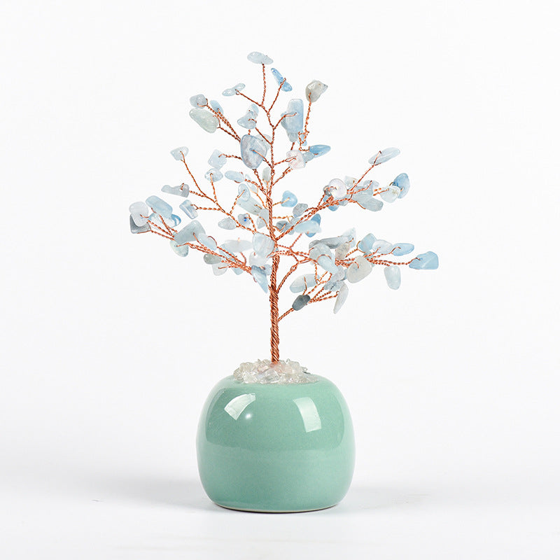 Colorful Ceramics Crystal Gem Chips Tree Home Ornaments GEMROCKY-Decoration-Aquamarine-GEMROCKY