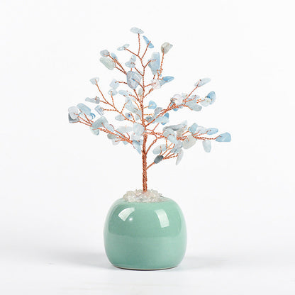 Colorful Ceramics Crystal Gem Chips Tree Home Ornaments GEMROCKY-Decoration-Aquamarine-GEMROCKY