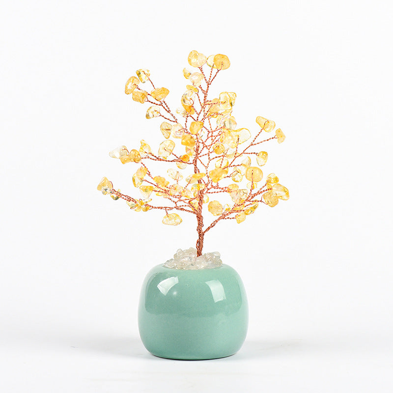 Colorful Ceramics Crystal Gem Chips Tree Home Ornaments GEMROCKY-Decoration-Citrine-GEMROCKY