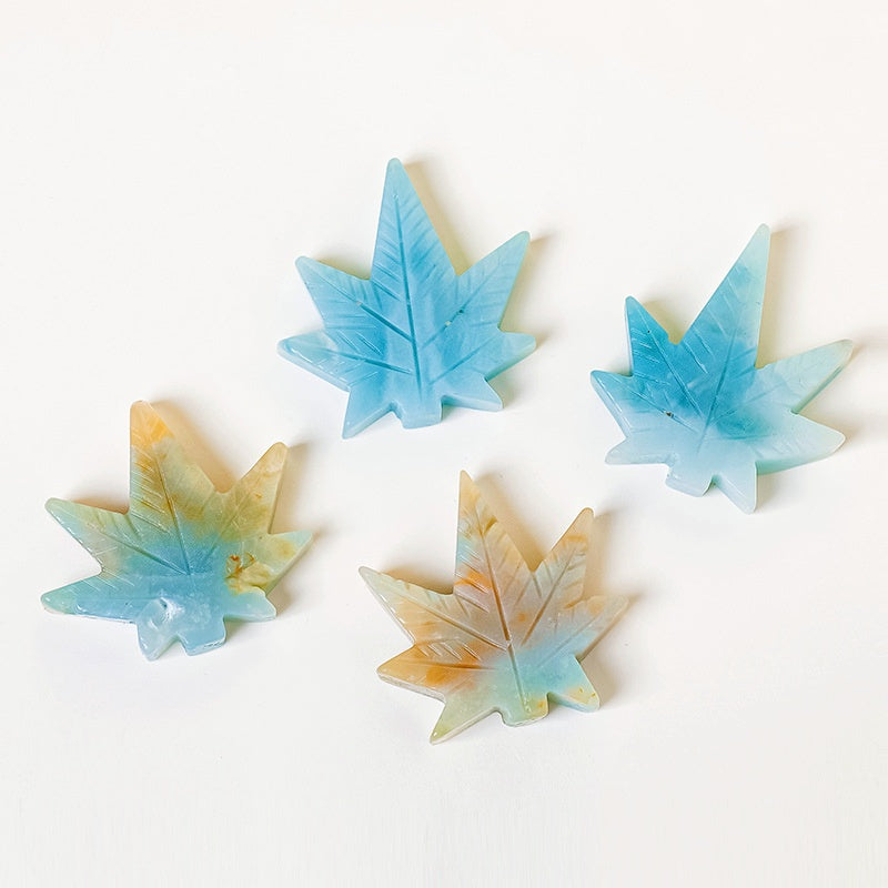 Crystal Amazonite Maple Tree Leaf Carvings GEMROCKY-Decoration-GEMROCKY