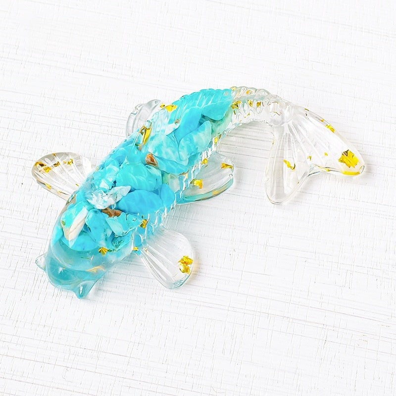 Crystal Chip Resin Carp Fish Cute Animal Ornaments GEMROCKY-Carvings-Blue Turuoqise-GEMROCKY