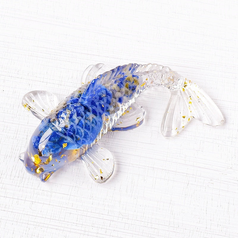 Crystal Chip Resin Carp Fish Cute Animal Ornaments GEMROCKY-Carvings-Lapis Lazuli-GEMROCKY