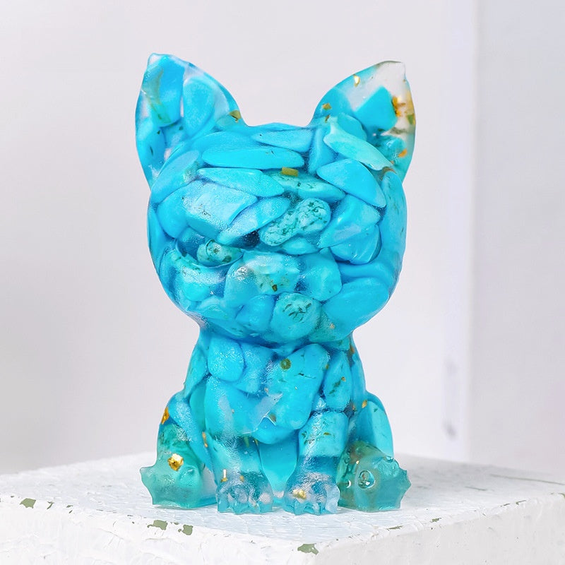 Crystal Chip Resin Chihuahua Dog Cute Animal Ornaments GEMROCKY-Carvings-Blue Turuoqise-GEMROCKY