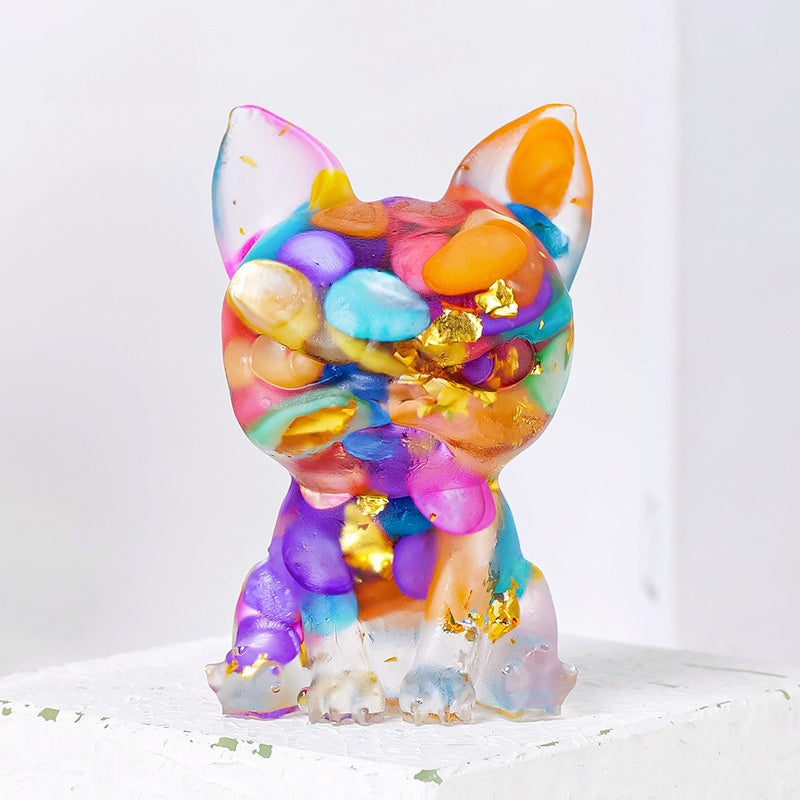 Crystal Chip Resin Chihuahua Dog Cute Animal Ornaments GEMROCKY-Carvings-Colorful Shell-GEMROCKY