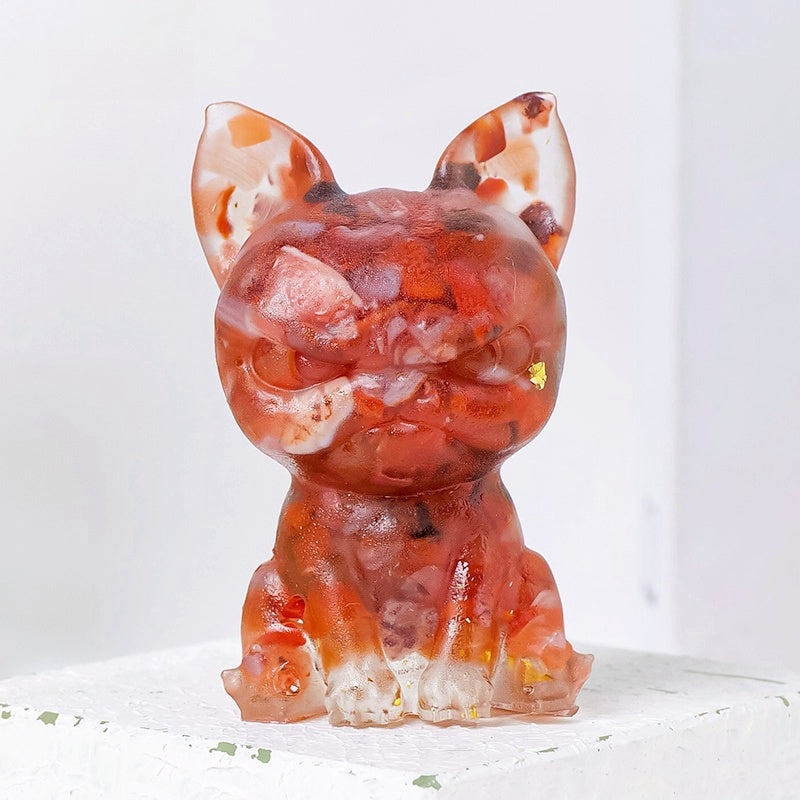 Crystal Chip Resin Chihuahua Dog Cute Animal Ornaments GEMROCKY-Carvings-Red Agate-GEMROCKY