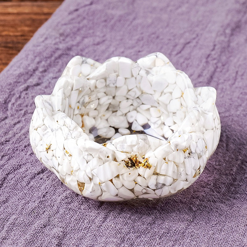 Crystal Chip Resin Lotus Treasure Bowl Ornaments GEMROCKY-Carvings-Howlite-GEMROCKY