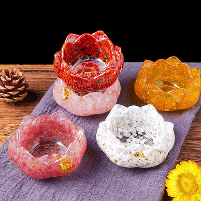 Crystal Chip Resin Lotus Treasure Bowl Ornaments GEMROCKY-Carvings-Rose Quartz-GEMROCKY