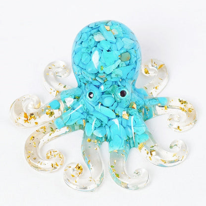 Crystal Chip Resin Octopus Cute Animal Ornaments GEMROCKY-Carvings-Blue Turuoqise-GEMROCKY