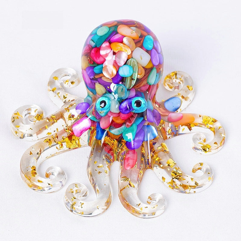 Crystal Chip Resin Octopus Cute Animal Ornaments GEMROCKY-Carvings-Colorful Shell-GEMROCKY