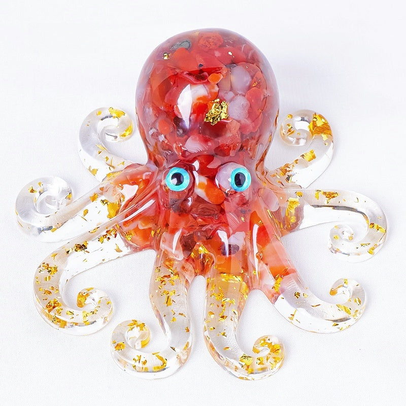 Crystal Chip Resin Octopus Cute Animal Ornaments GEMROCKY-Carvings-Red Agate-GEMROCKY