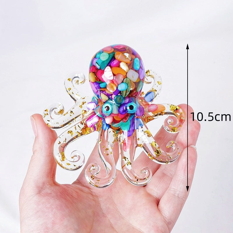 Crystal Chip Resin Octopus Cute Animal Ornaments GEMROCKY-Carvings-Rose Quartz-GEMROCKY