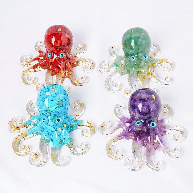 Crystal Chip Resin Octopus Cute Animal Ornaments GEMROCKY-Carvings-Rose Quartz-GEMROCKY