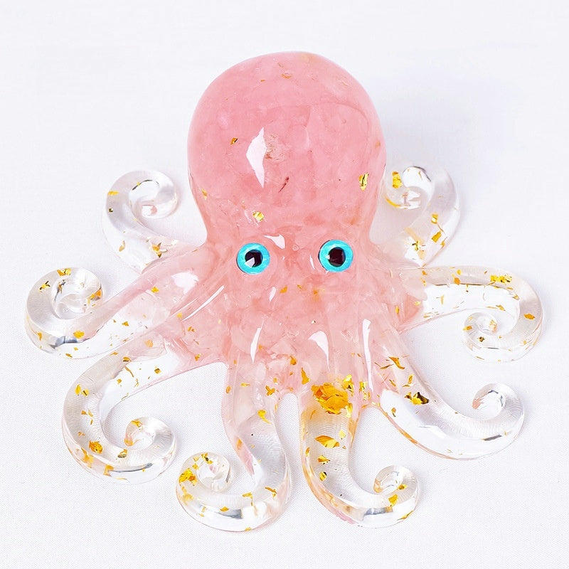 Crystal Chip Resin Octopus Cute Animal Ornaments GEMROCKY-Carvings-Rose Quartz-GEMROCKY