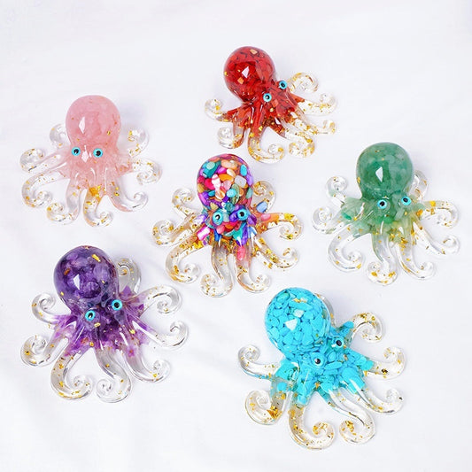 Crystal Chip Resin Octopus Cute Animal Ornaments GEMROCKY-Carvings-Rose Quartz-GEMROCKY